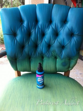 Tulip Fabric Spray Paint in Teal made the makeover of this chair so easy!