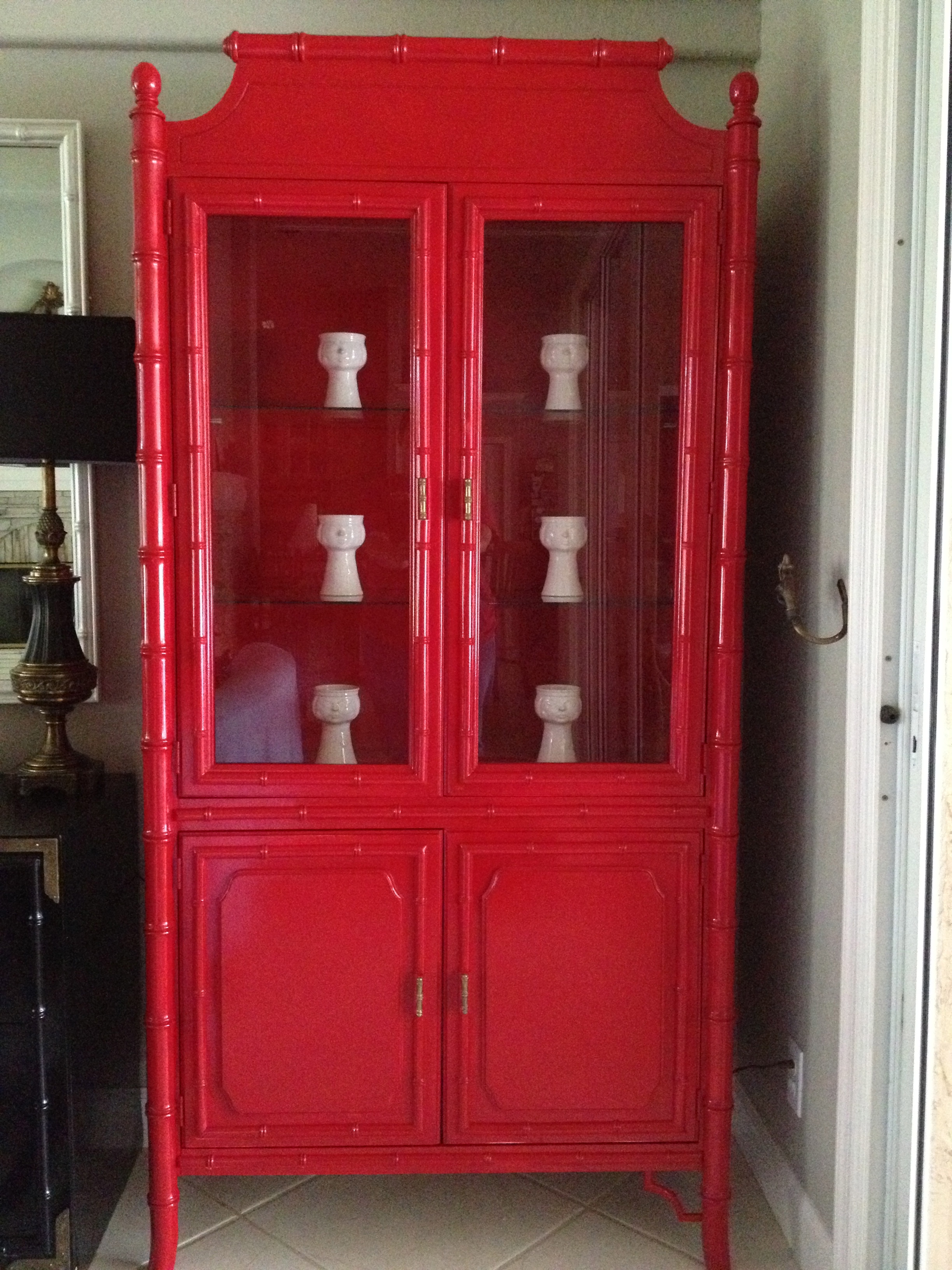 Faux Bamboo China Cabinet Makeover